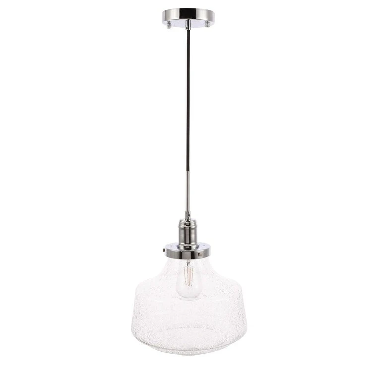 Klyli 11-inch 1-light Clear Seeded Glass Hanging Pendant