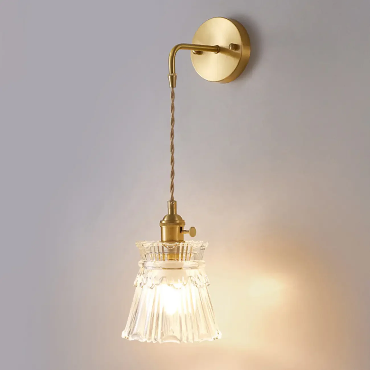 Elegant Cylinderial Gold Glass Wall Sconce