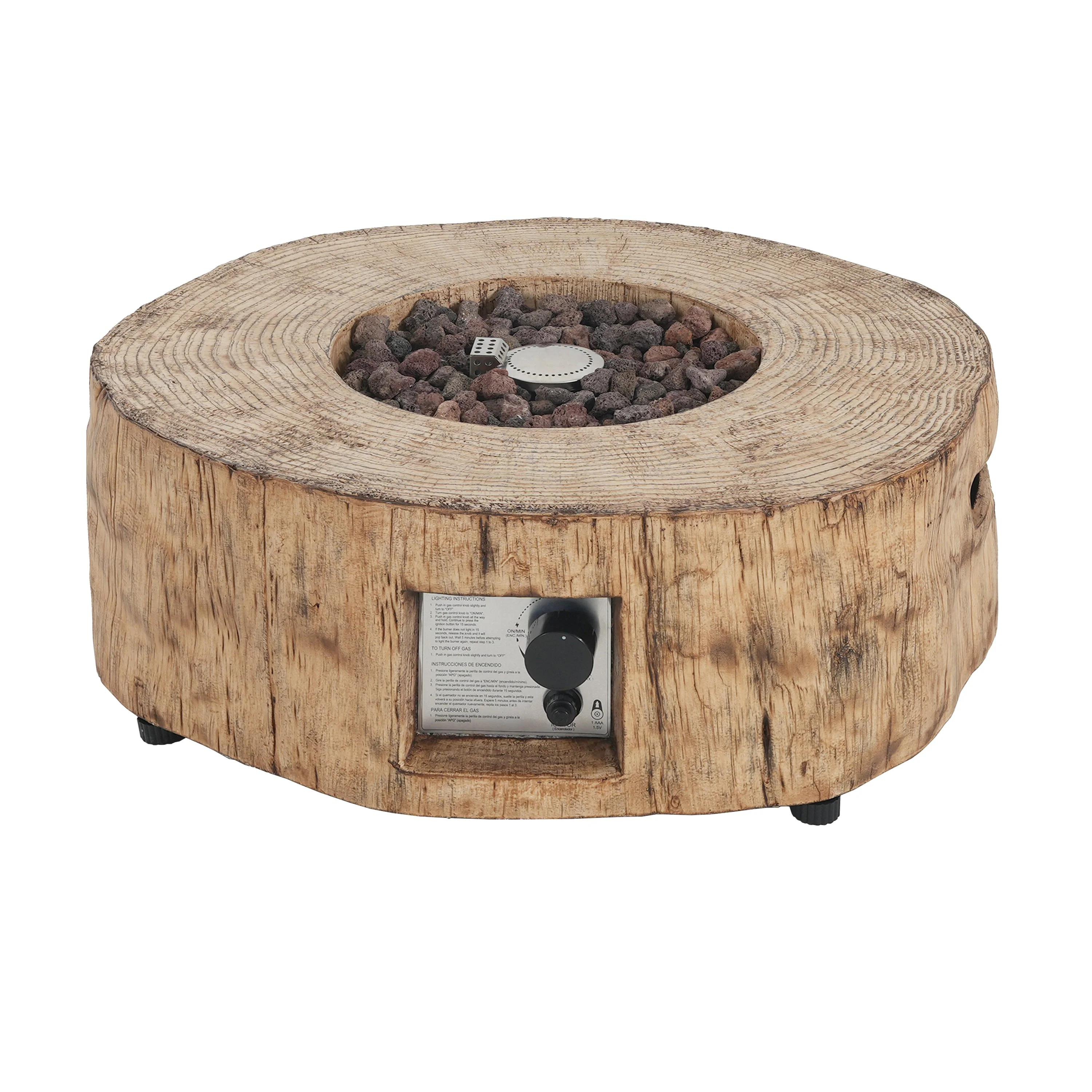 Walker Edison | Wood Pattern Outdoor Patio MGO Propane Fire Pit