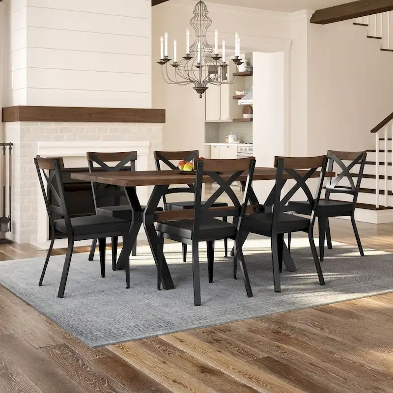 Amisco Leonie Wood Table and Snyder Chairs 7-Pieces Dining Set