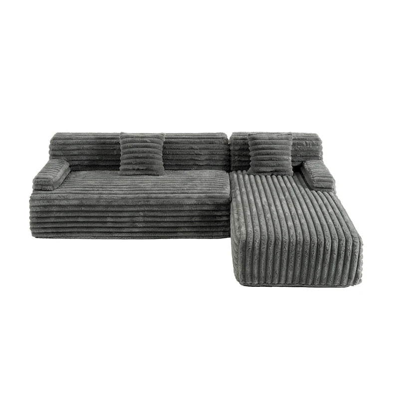 Cloud Sectional Sofa, Modern Upholstered Couch with 2 Throw Pillows, Free-Combined Sofa, Modular Sectional L Shaped Couch