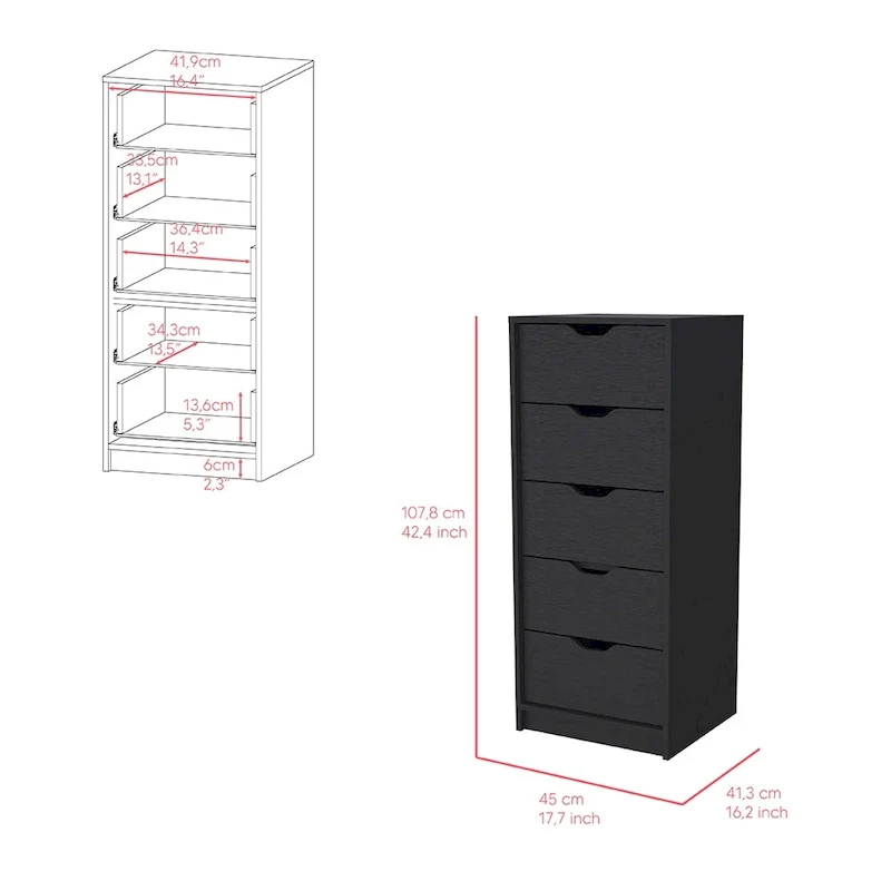 5 Drawer Narrows Dresser