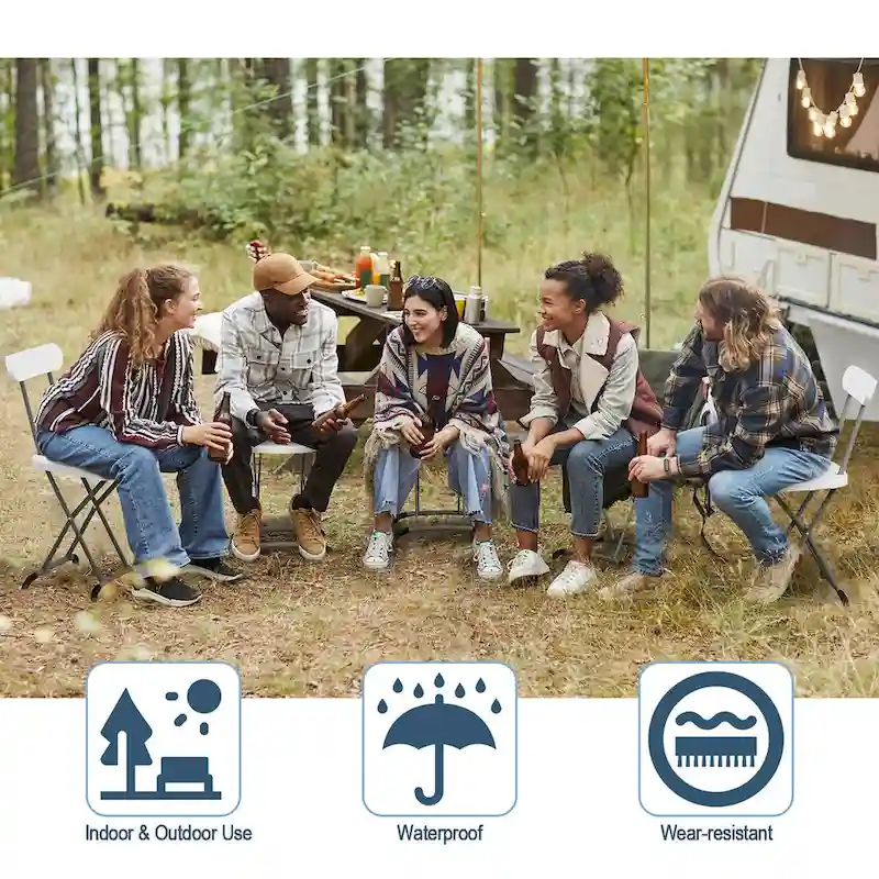 Gymax 4-Pack Folding Chair w/ Metal Curved Feet Wide Seat & Ergonomic