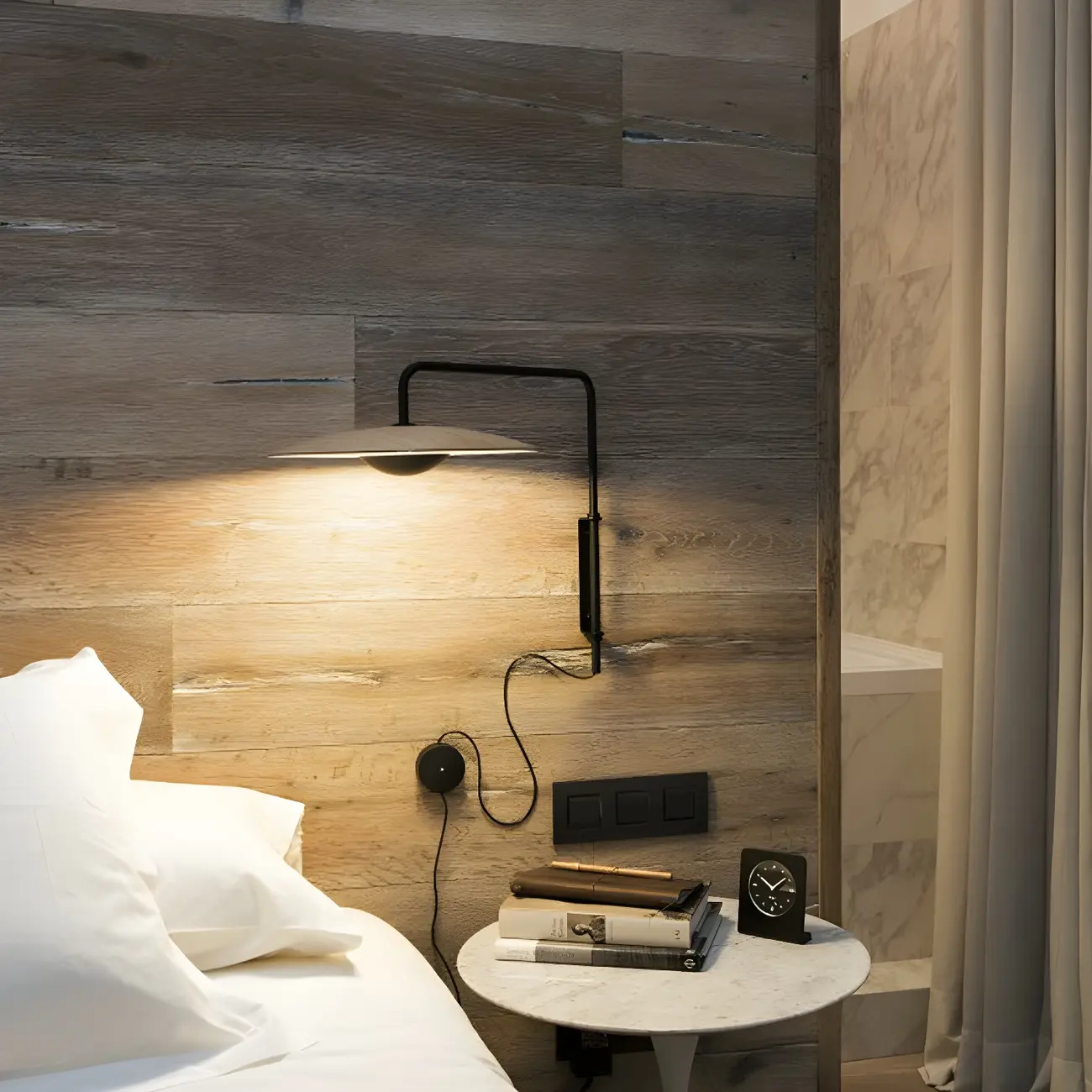 Modern Black Metal Adjustable Swing Arm Wall Light