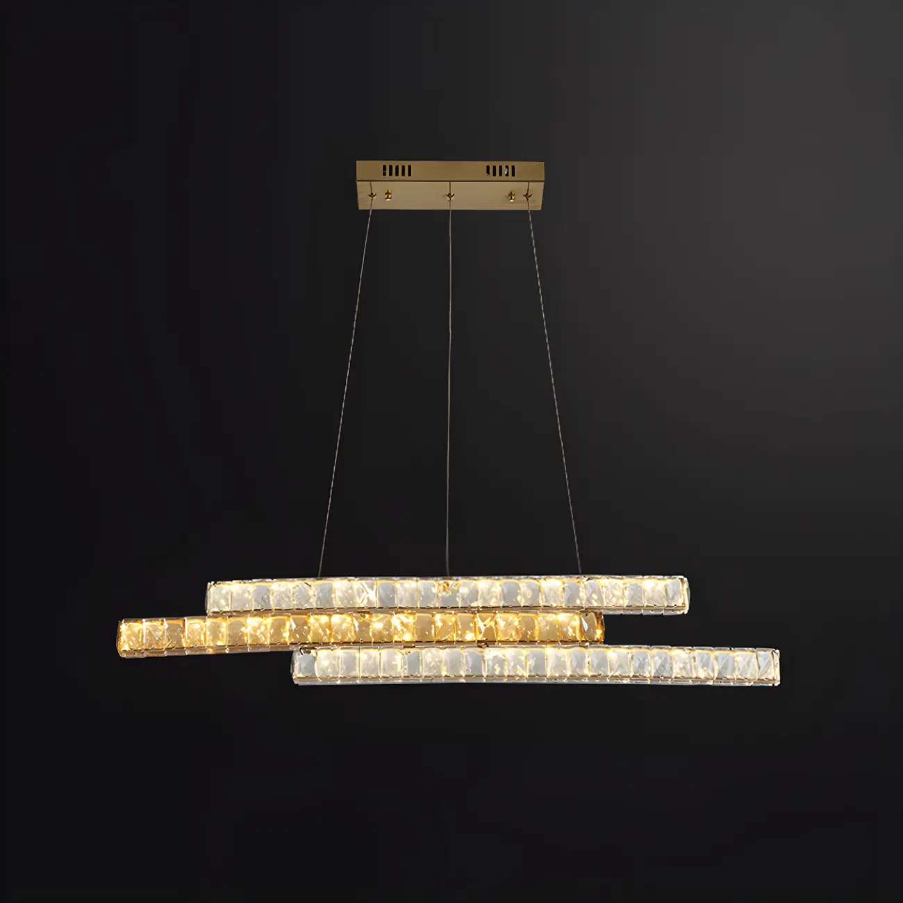 Modish 3-Tier Crystal LED Linear Pendant Light