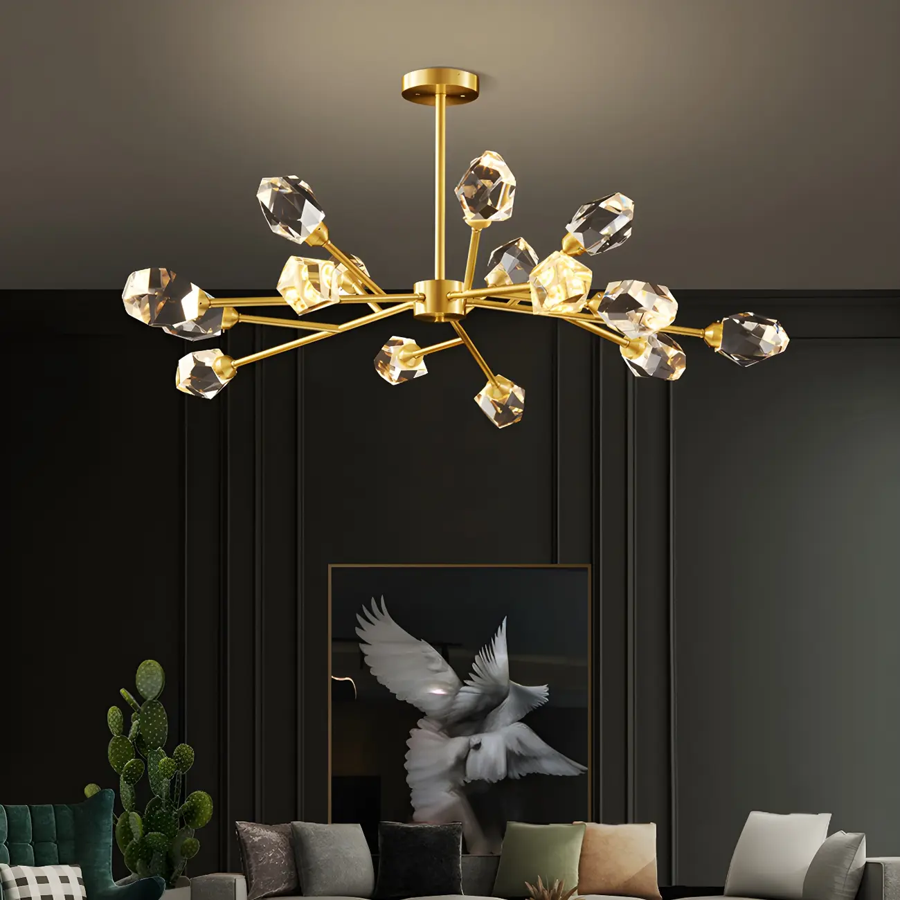 Modern Gold Sputnik Chandelier Crystal Shade