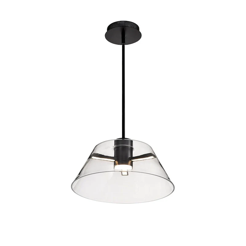 Edmond 17 Inch LED Pendant Matte Black with Clear Glass - Matte Black