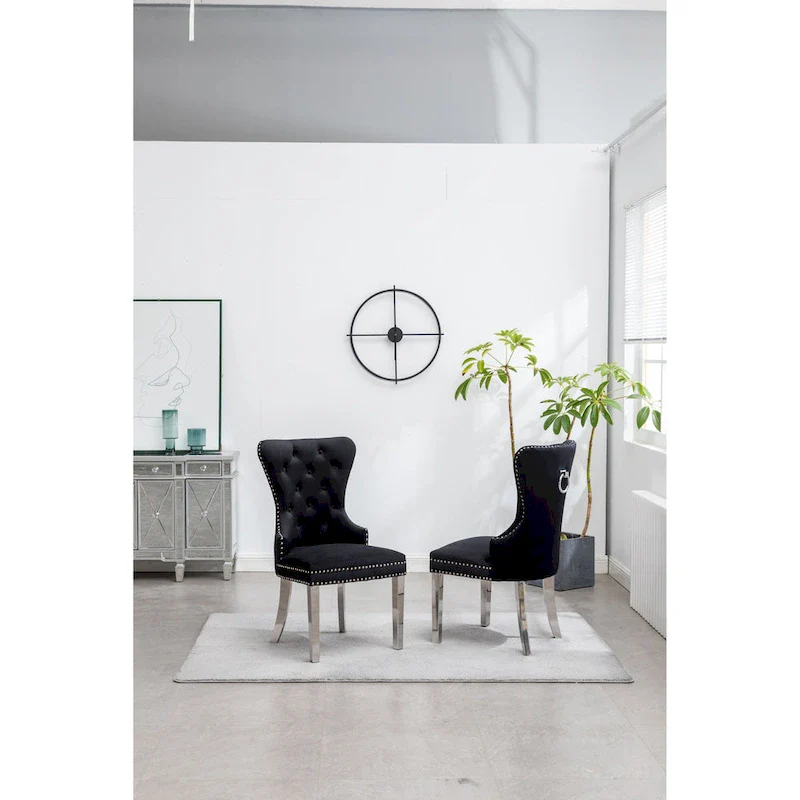 Roundhill Furniture Montura Tufted Velvet Chair (Set of 2)