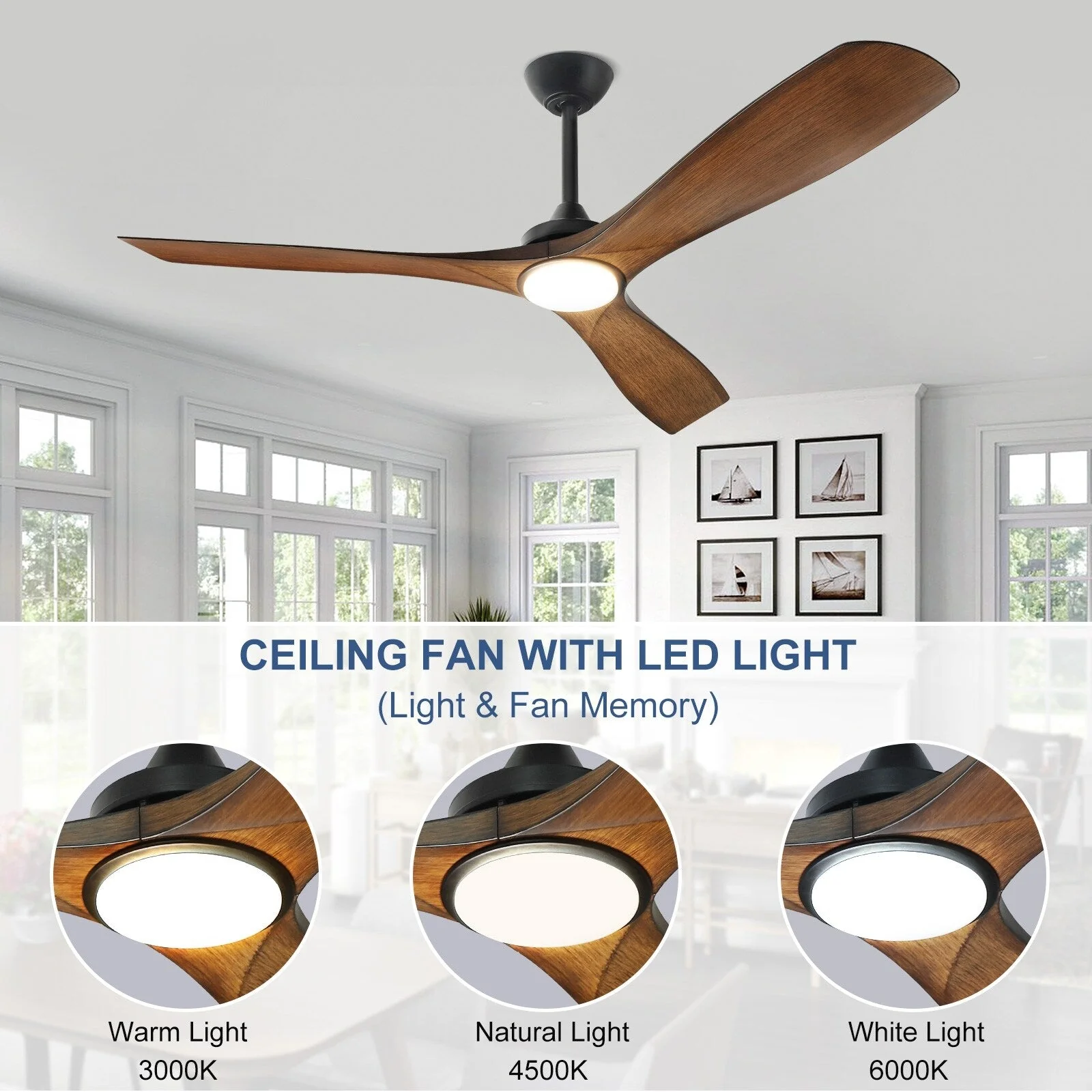 Remote Ceiling Fan with Lights Flush Mount