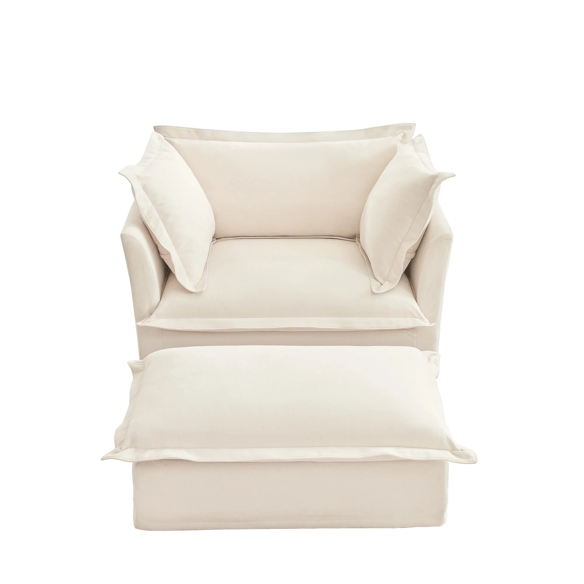 Walker Edison | Removable Slipcovered Accent Chair with Ottoman