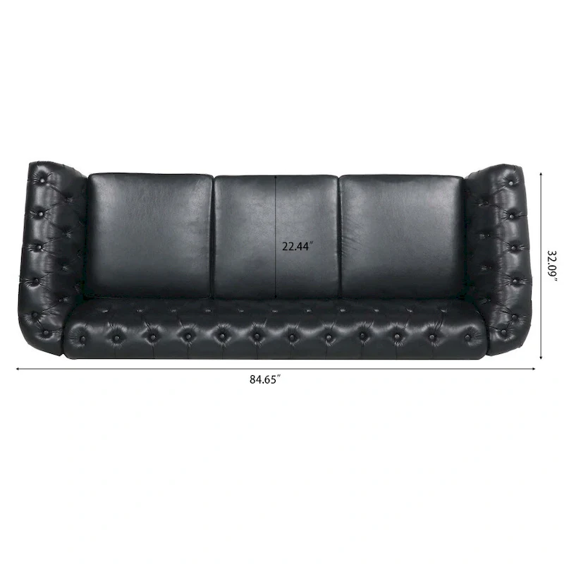 84.65   PU Rolled Arm Chesterfield 3 Seater Sofa