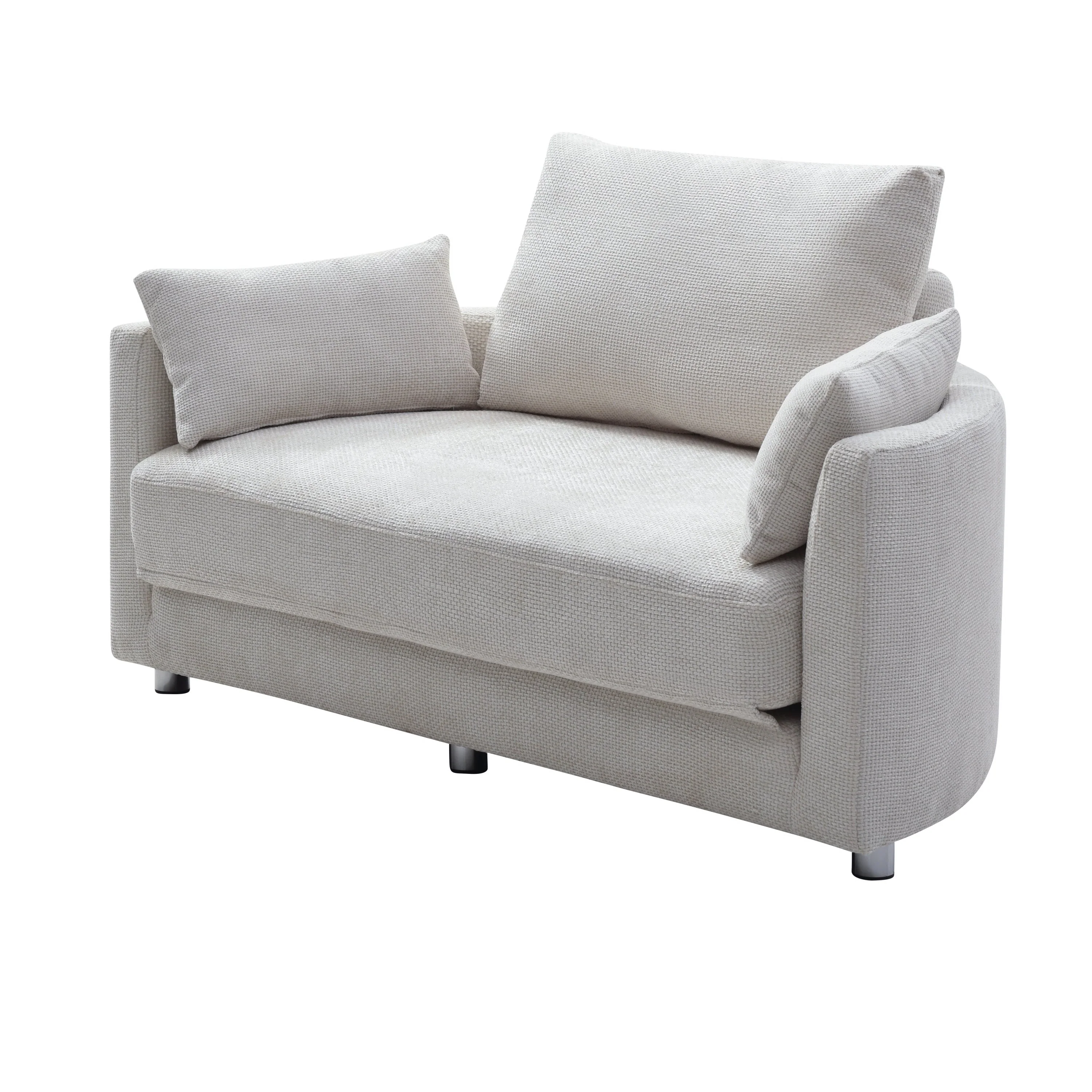 Walker Edison | Curve Design Linen Foldable Sleeper Sofa Bed