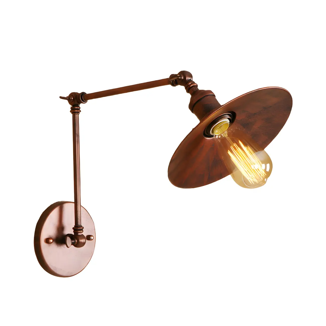 Industrial Metal Flat-Shade Swing Arm Wall Light