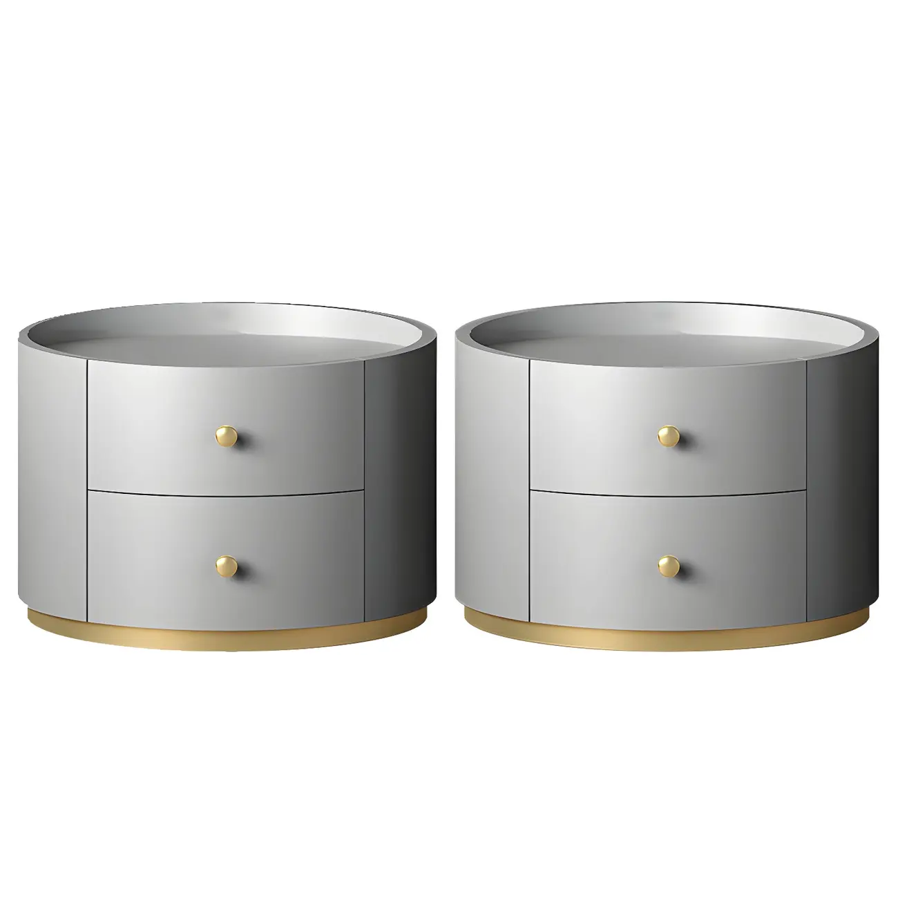 Glam Manufactured Wood Round 2-Drawer Nightstand