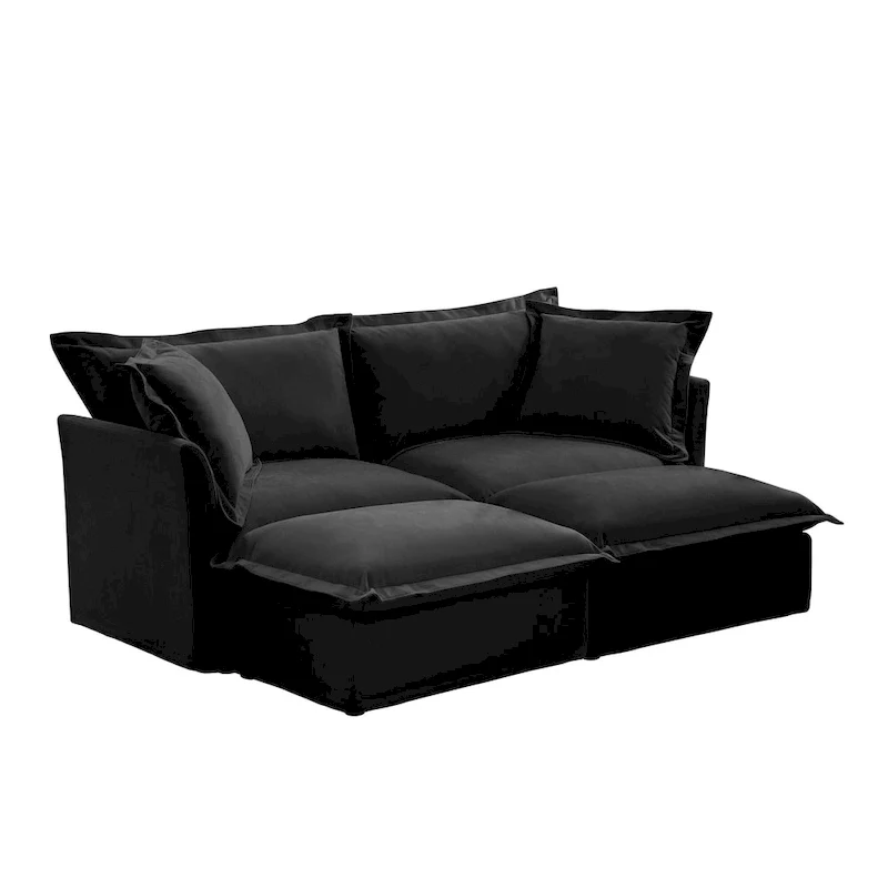 83.4 Chenille 2-Seater Sectional Sofa with Ottomans
