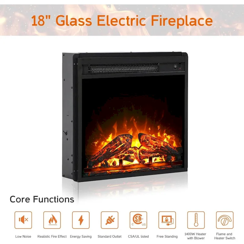 WAMPAT 36 inch 3 Sided Glass Electric Fireplace InsertBlack