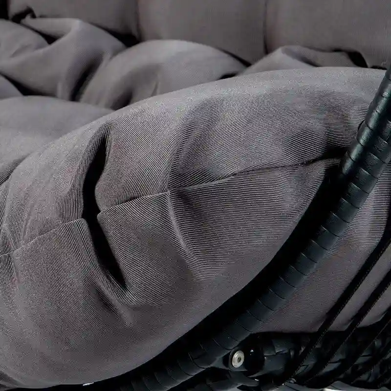 Double-Seat Folding Hanging Swing Chair with Stand & Cushion