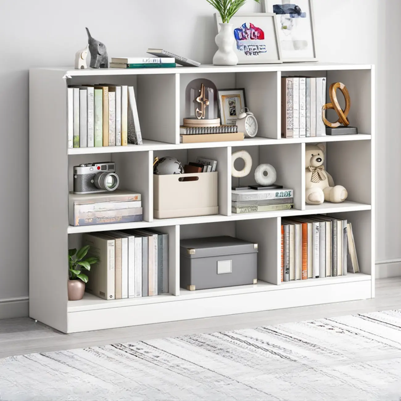 Simple Natural Finish Modular Vertical Wood Bookcase