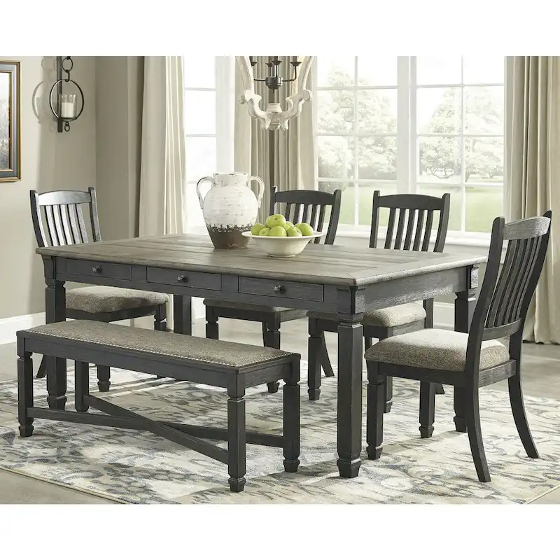 Signature Design by Ashley Tyler Creek Black / Grayish Brown 6-Piece Dining Package
