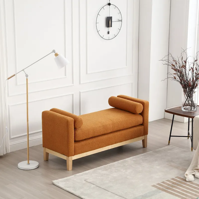 Upholstered Bench with Wood Legs
