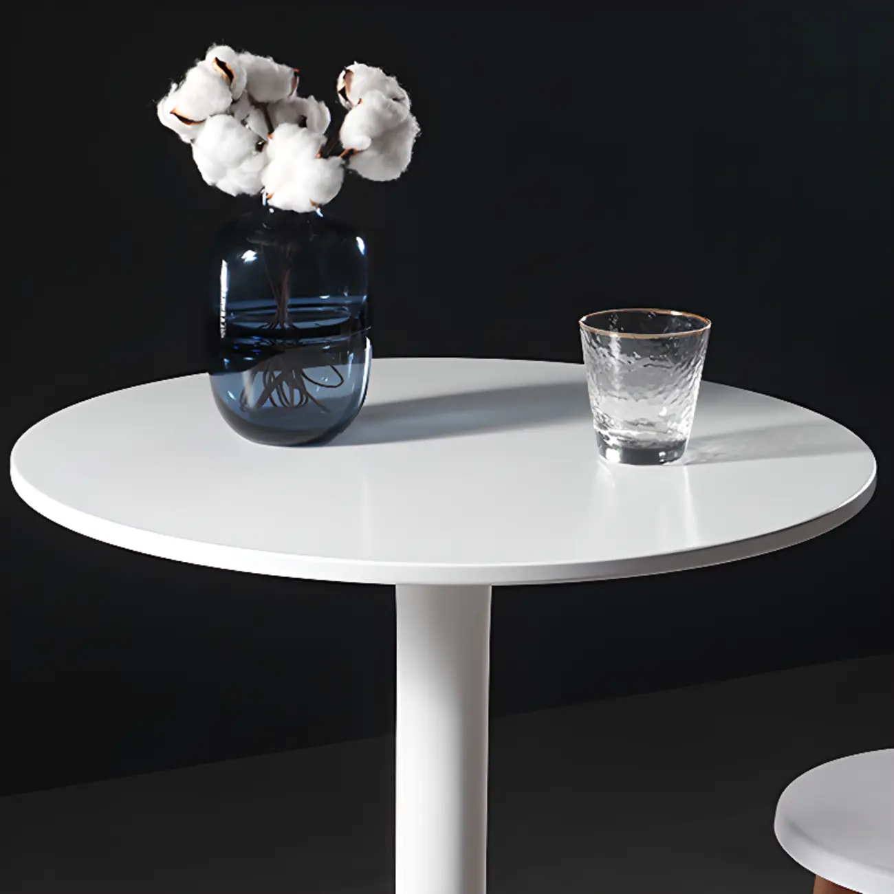 White Round Acrylic Tall Bistro Table Pedestal Base