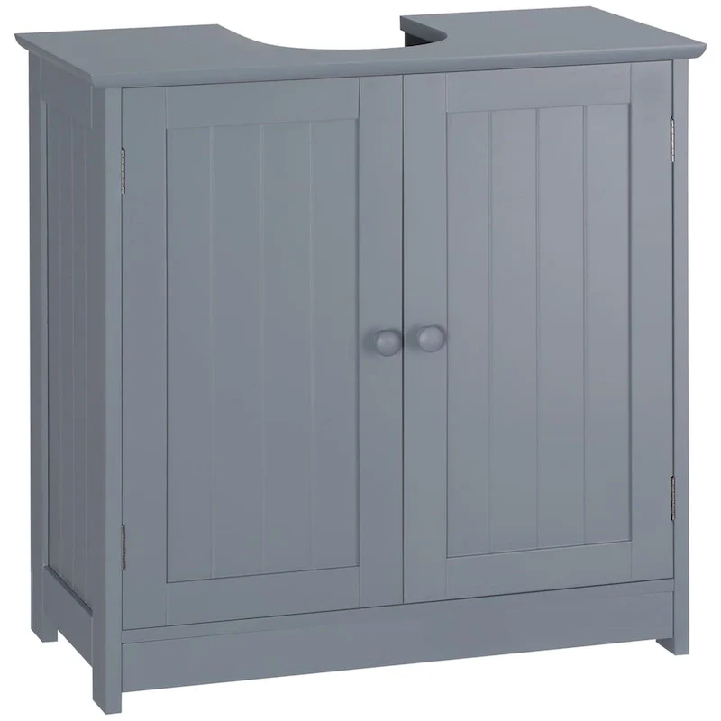 Under Sink Bathroom Cabinet with 2 Doors and Shelf, Pedestal Sink Bathroom Vanity Cabinet, Gray