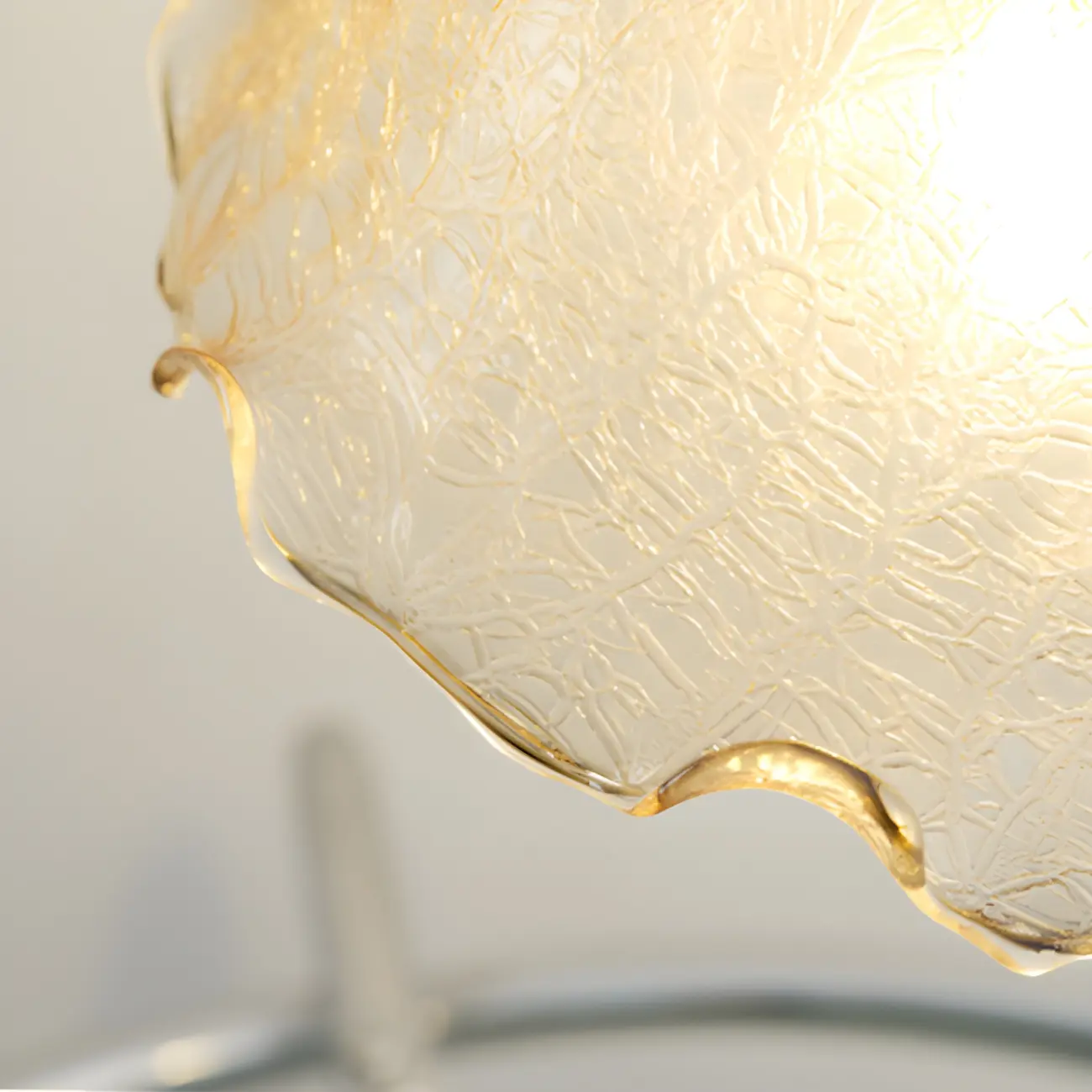 Exquisite Brown Glass Curved Arm Flower Shaped Table Lamp