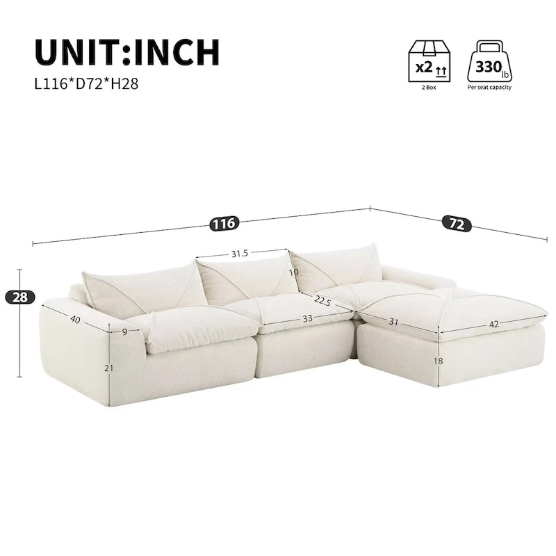 116  Fully Compressed Sofa with High Density Foam,Particle Chenille