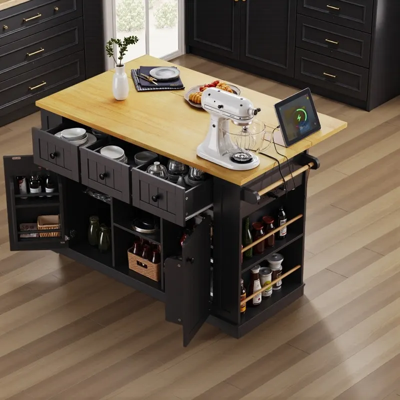 Frost 53inch Large Kitchen Island with Drop Leaf