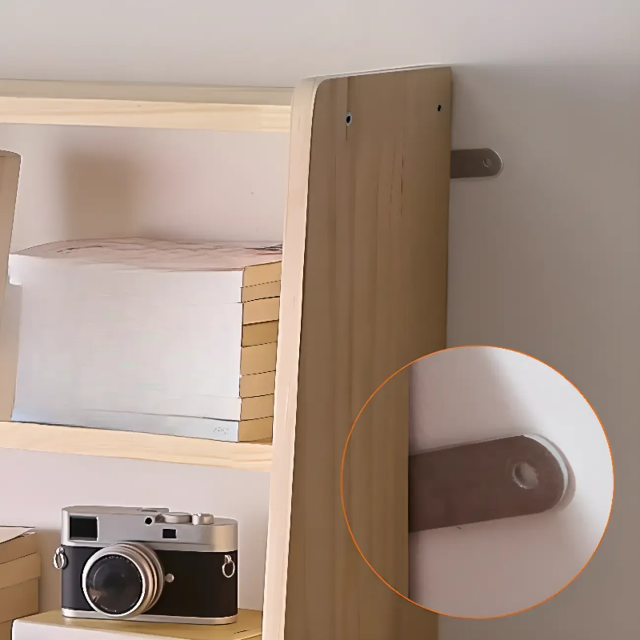 Scandinavian Natural Wood Multi-Shelf Open Bookcase