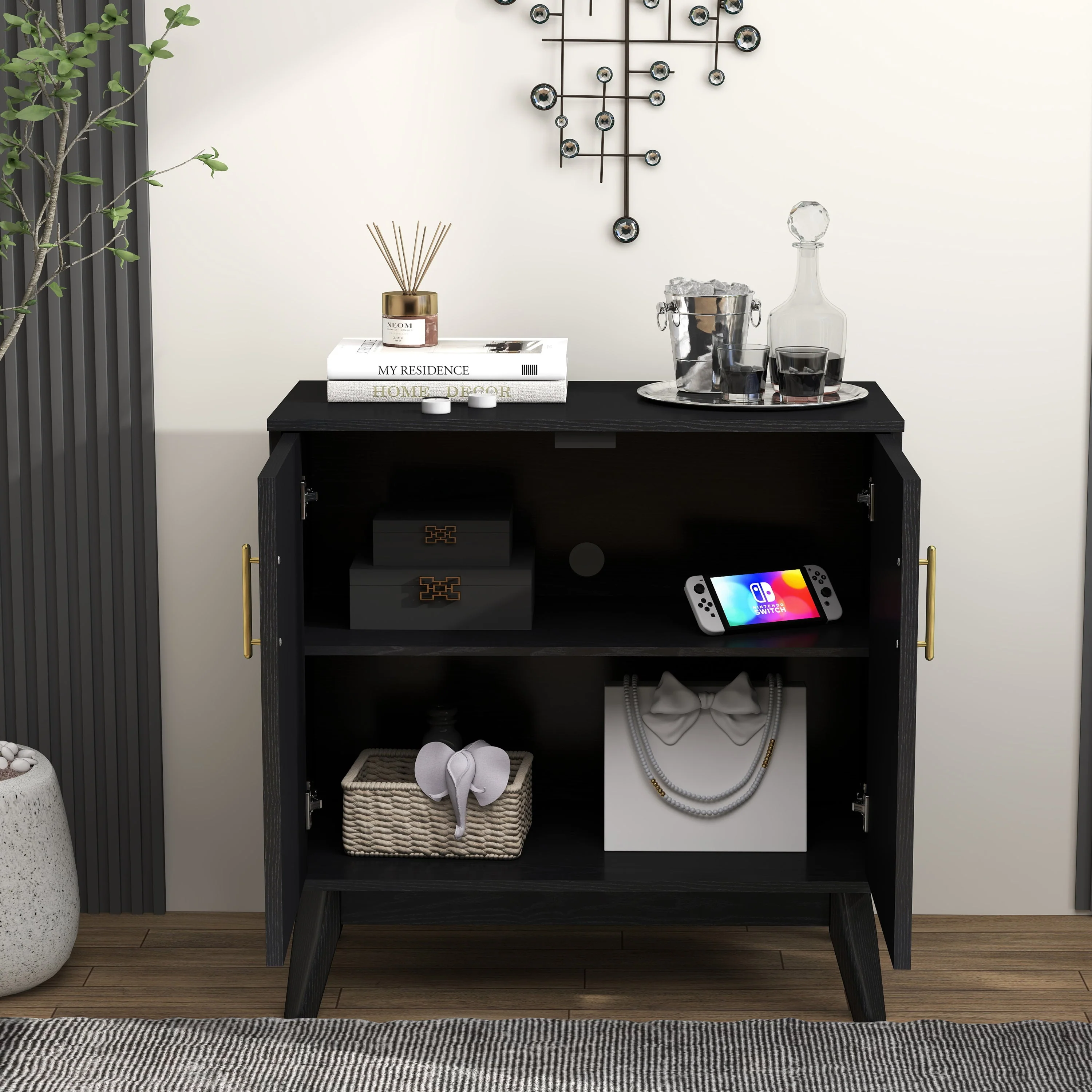 Walker Edison | Mid-Century Modern Fluted Accent Cabinet