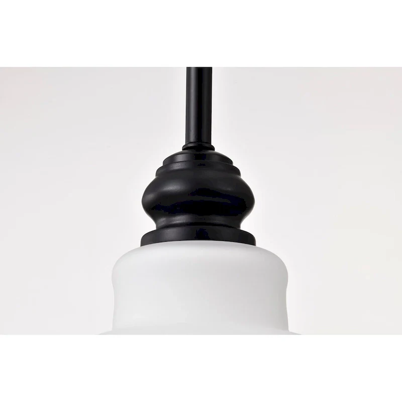 Russel 14 Inch Pendant Matte Black with Satin White Glass - Matte Black
