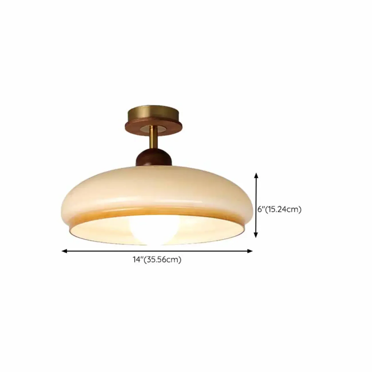 Caramel Gradient Glass Dome Semi Flush Ceiling Light