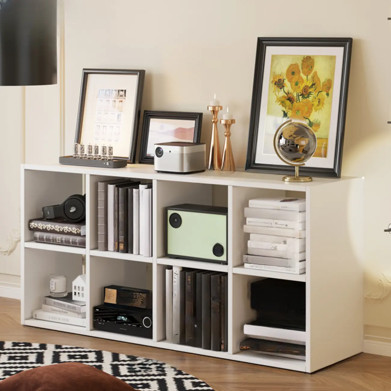Classic Brown Cherry Wood Open Back Cube Bookcase