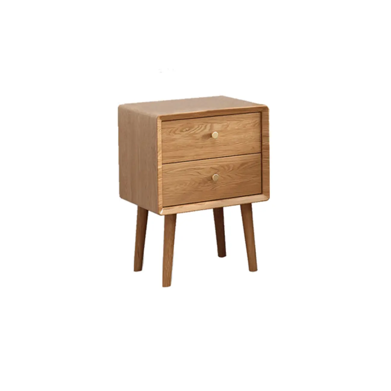 Traditional Natural Wood Nightstand with 2 Drawers
