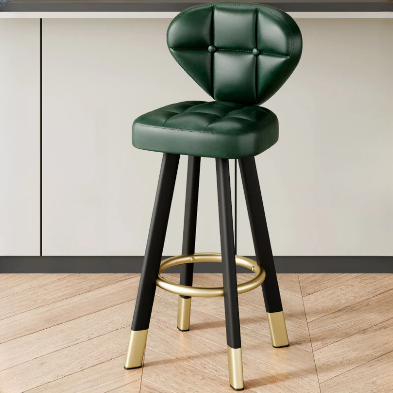 Modern Tufted Counter Height Bar Stools with Metal Footrest