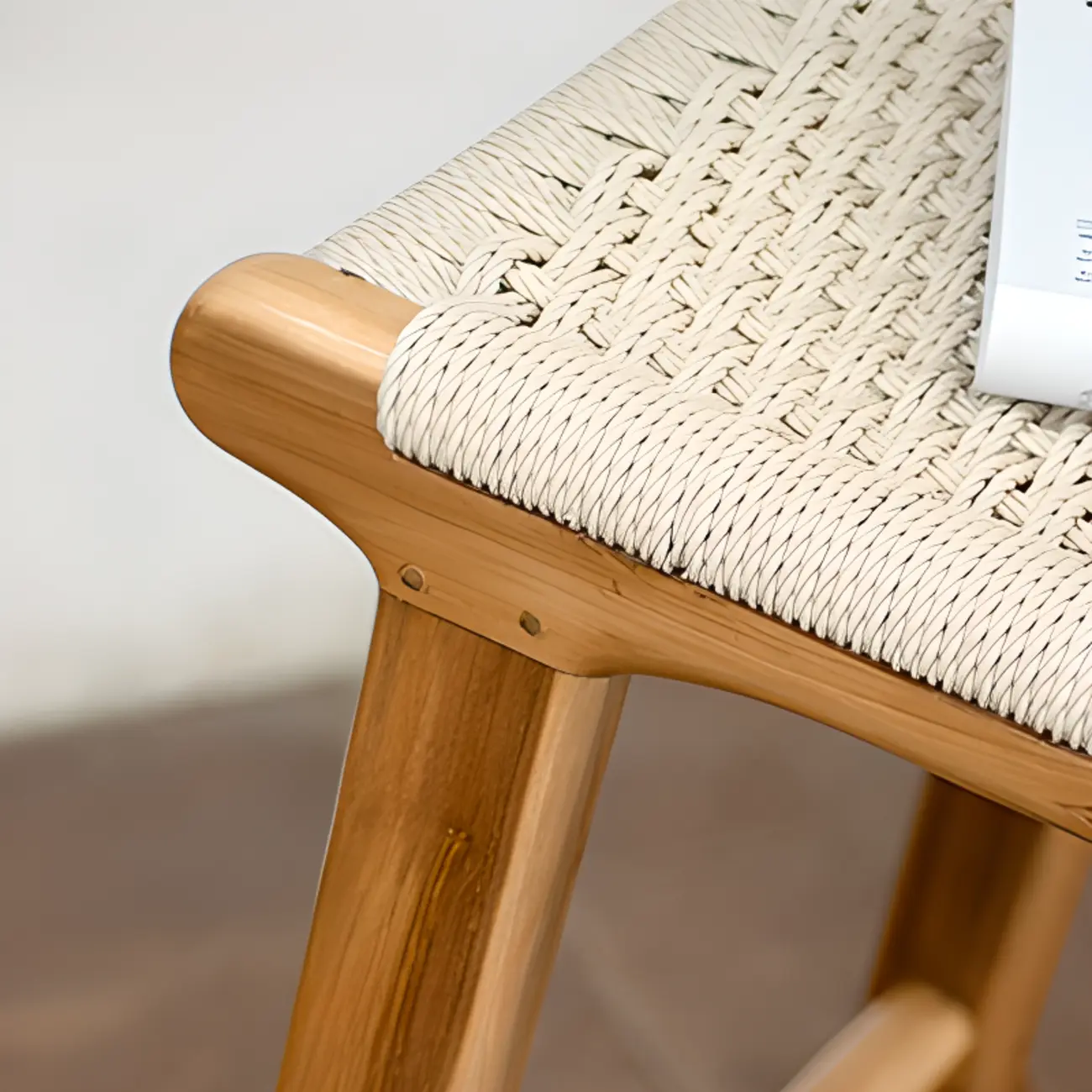 Rustic Wood Wicker Seat Counter Bar Stools with Back