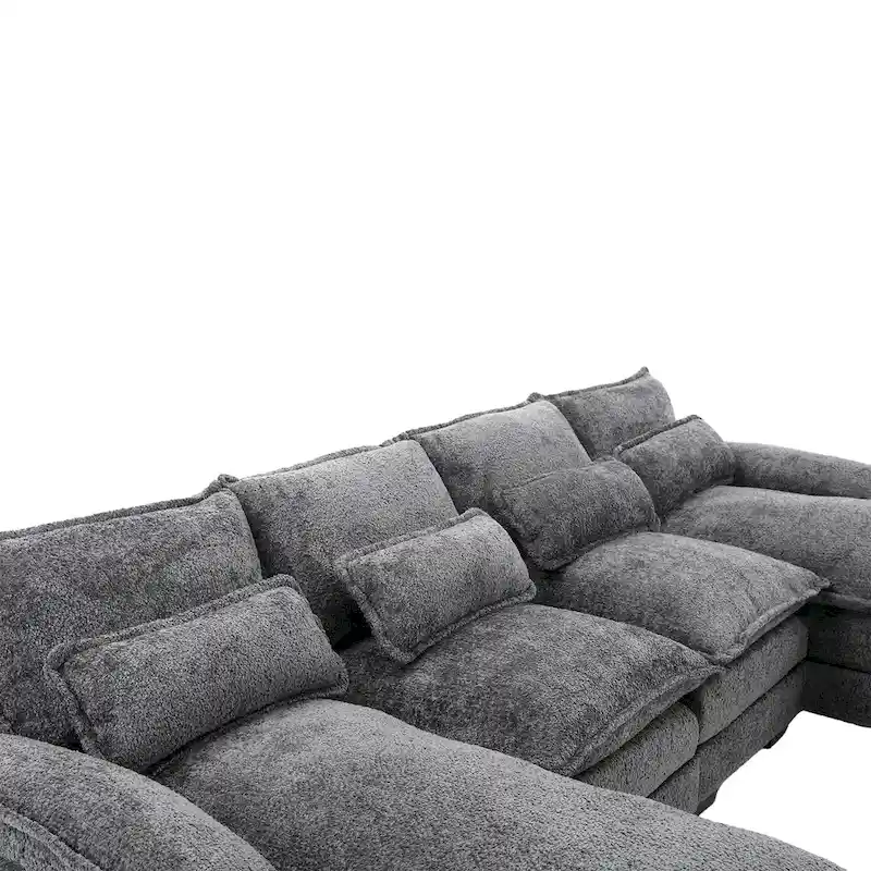 Gray Modern Large Modular U-Shape Sectional Sofa with Removable Cushions and Throw Pillows