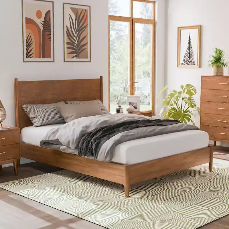 Furniture of America Beau Midcentury 6-Piece Walnut Queen Bedroom Set