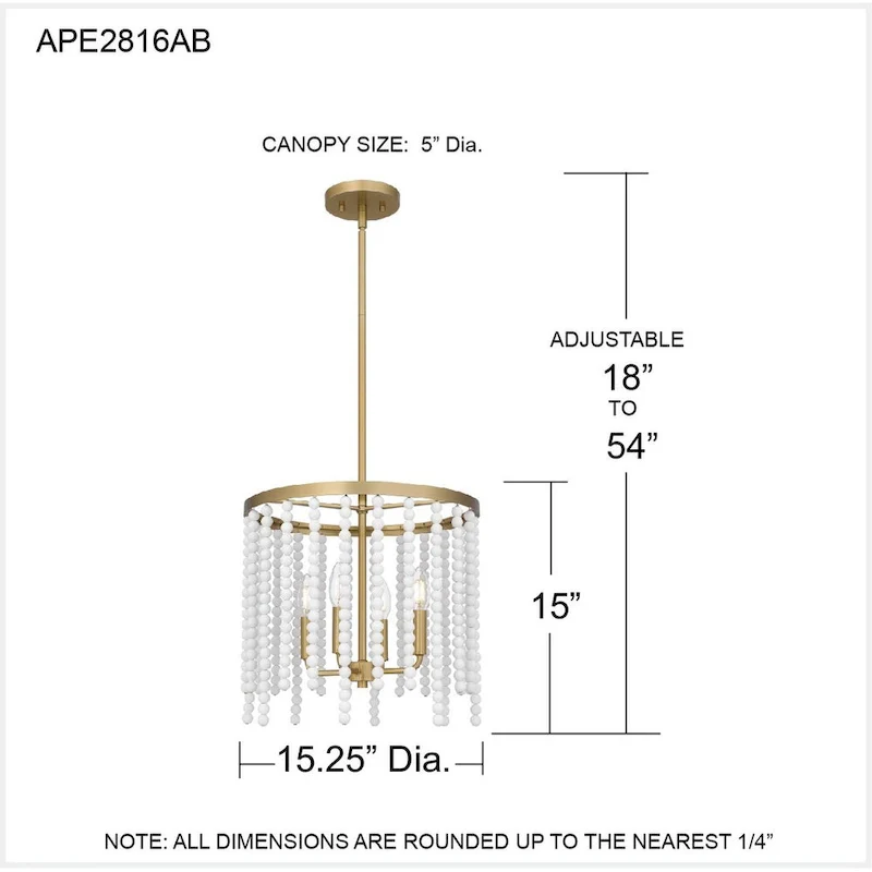 Apelle 4-Light Aged Brass Pendant Light