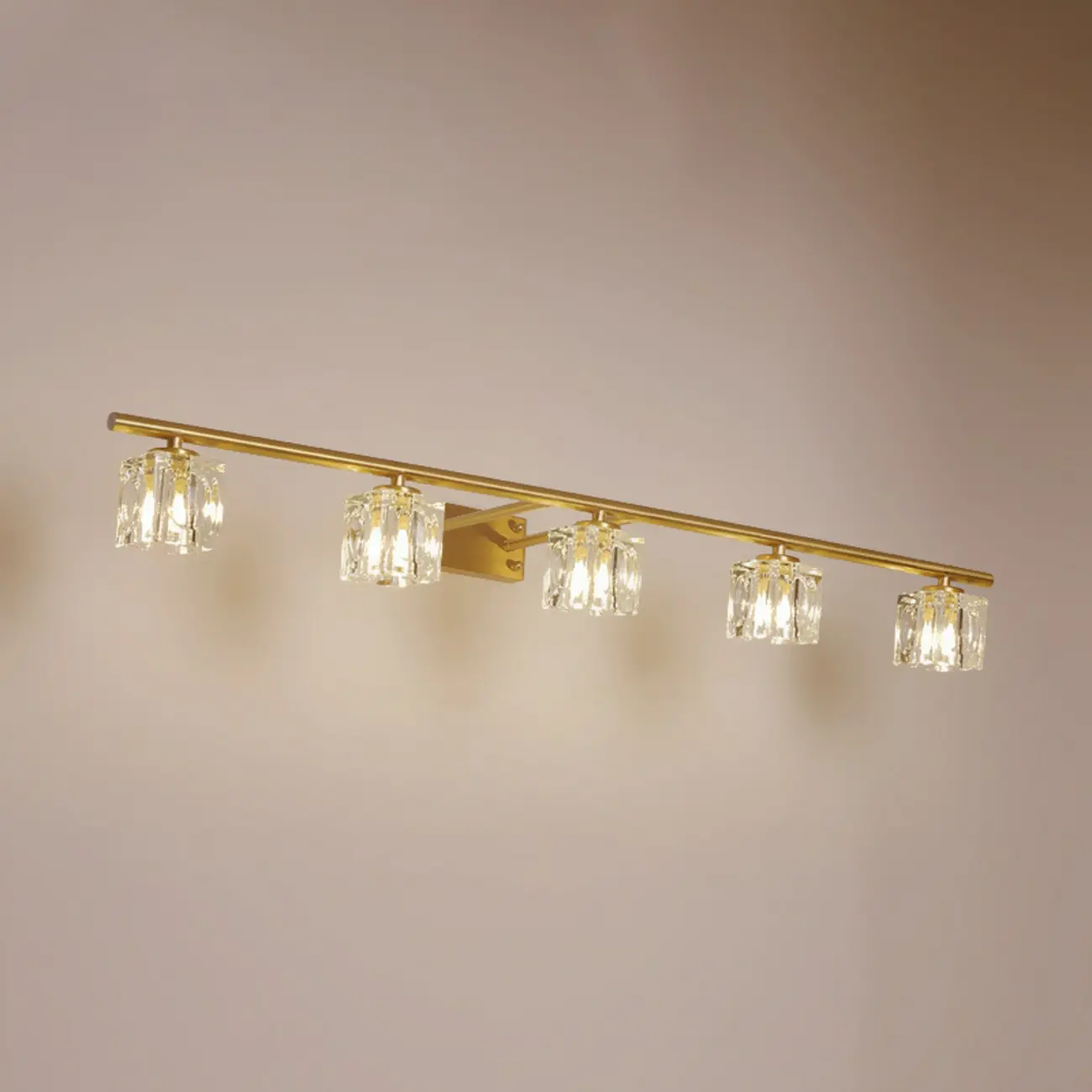 Modern Gold Bathroom Vanity Lights with Clear Crystal Shade