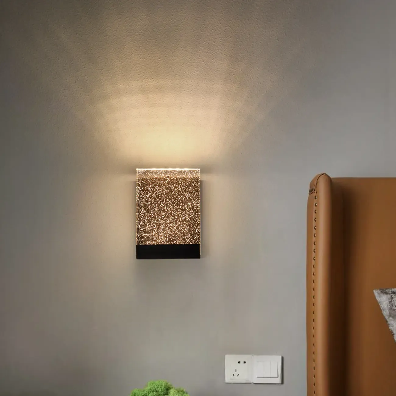 Geometric Crystal Wall Sconce with Clear Shade for Bedroom