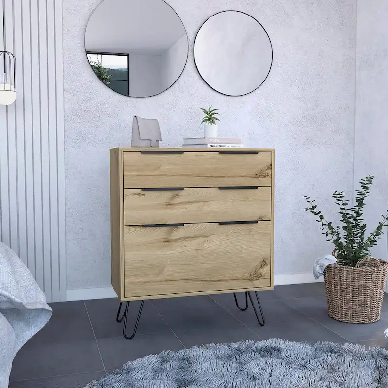 Augusta Dresser with Hairpin Legs and 3 Drawers