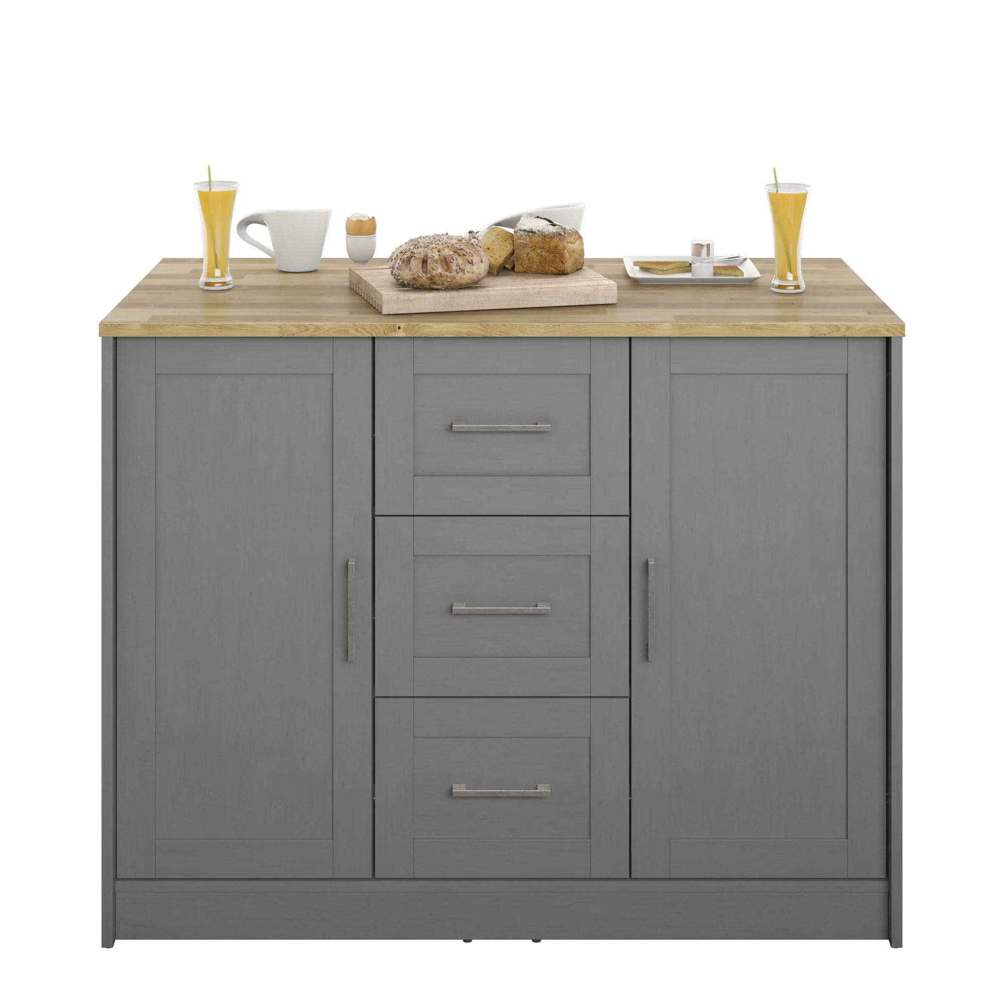 Classic Modern Kitchen Island with Butcher Block Top