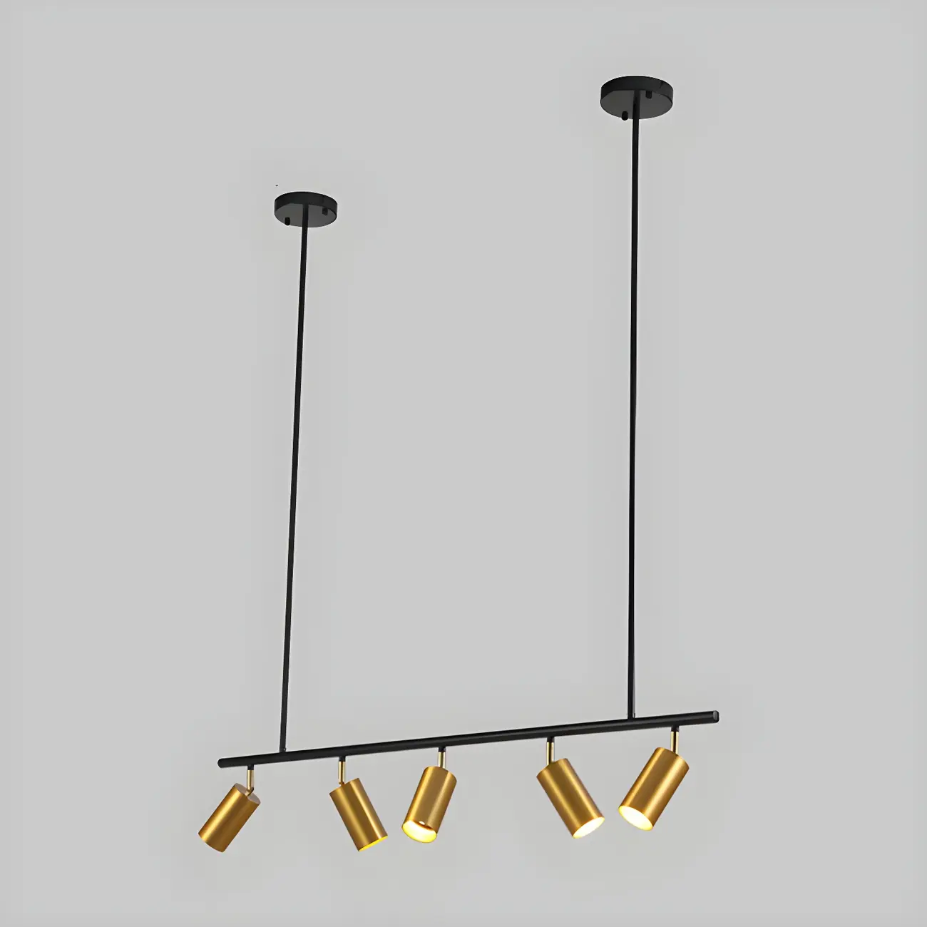 5-Light Modern Black/Gold Metal Cylinder Island Ceiling Light