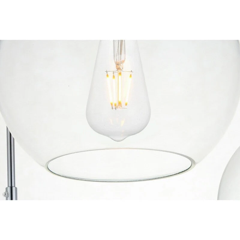 Clear Spherical Glass/ Metal 3-Light 36-inch Pendant