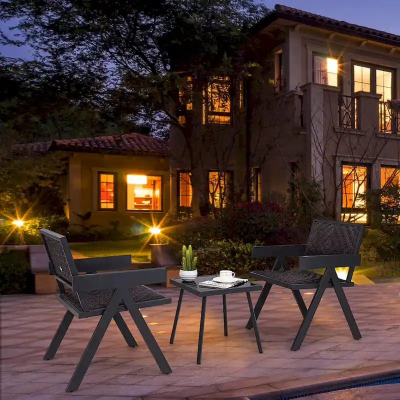 Costway 3 PCS Patio Wicker Chair Set, Rattan Furniture Set with Quick - See Details