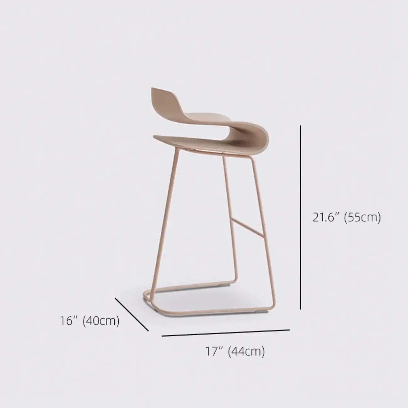 Industrial Plastic Steel Frame Low Back Armless Bar Stool