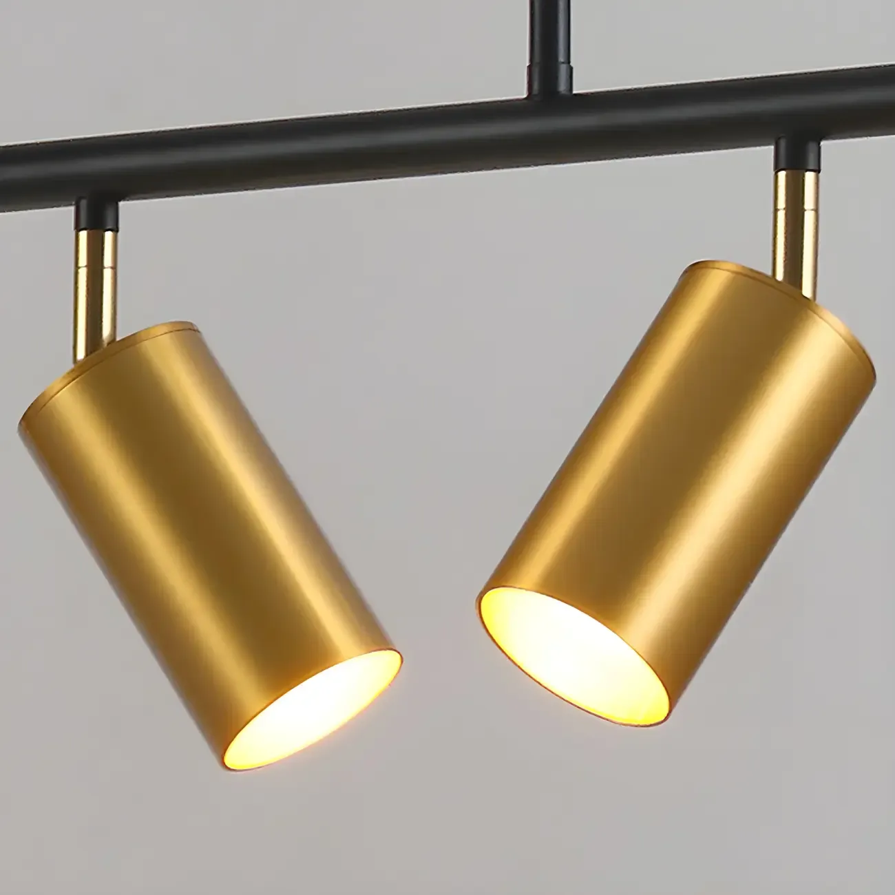 5-Light Modern Black/Gold Metal Cylinder Island Ceiling Light