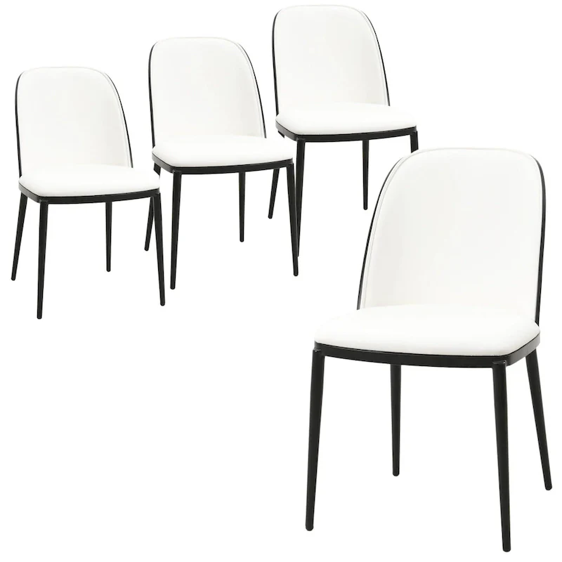 Dining Chair with Upholstered Seat Side Chair with MDF Wood Frame in Steel Set of 4